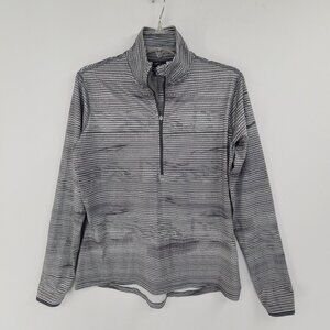 Nike Women's Gray and White Quarter-Zip Pullover Sweatshirt